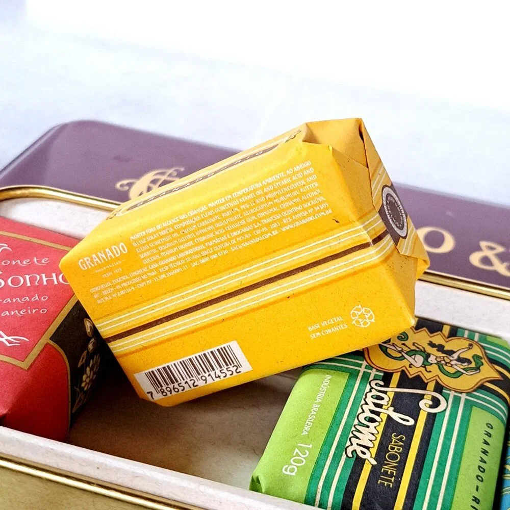 Five 4.23oz Bossa fragrant soaps in tin... free of dyes, parabens and ingredien